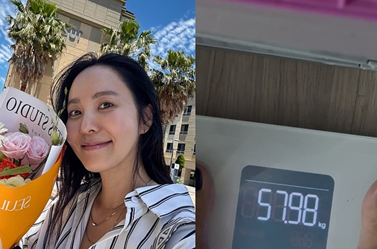'자궁선근종 투병' 박지윤 "호르몬 공격으로 공복 몸무게 정체기"..57kg 인증