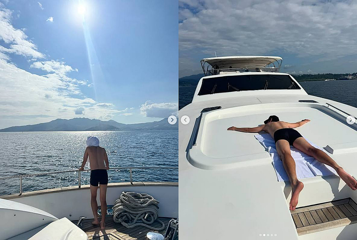 이지훈, 필리핀서 수영복만 입고 파격 상탈..요트 위 성난 등 근육