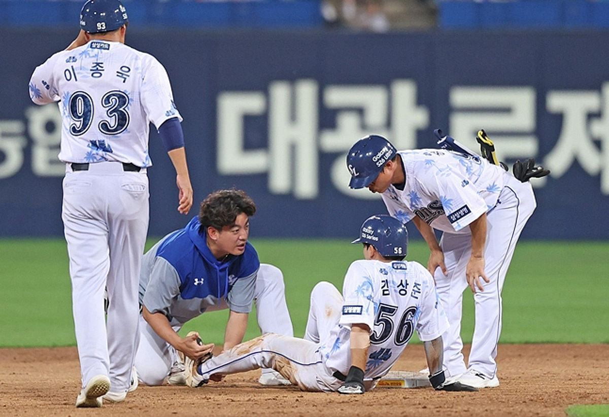 '삼성 악재 발생' 김상준, 발목 인대 파열 진단→박진만 "4주~6주 이탈 전망"