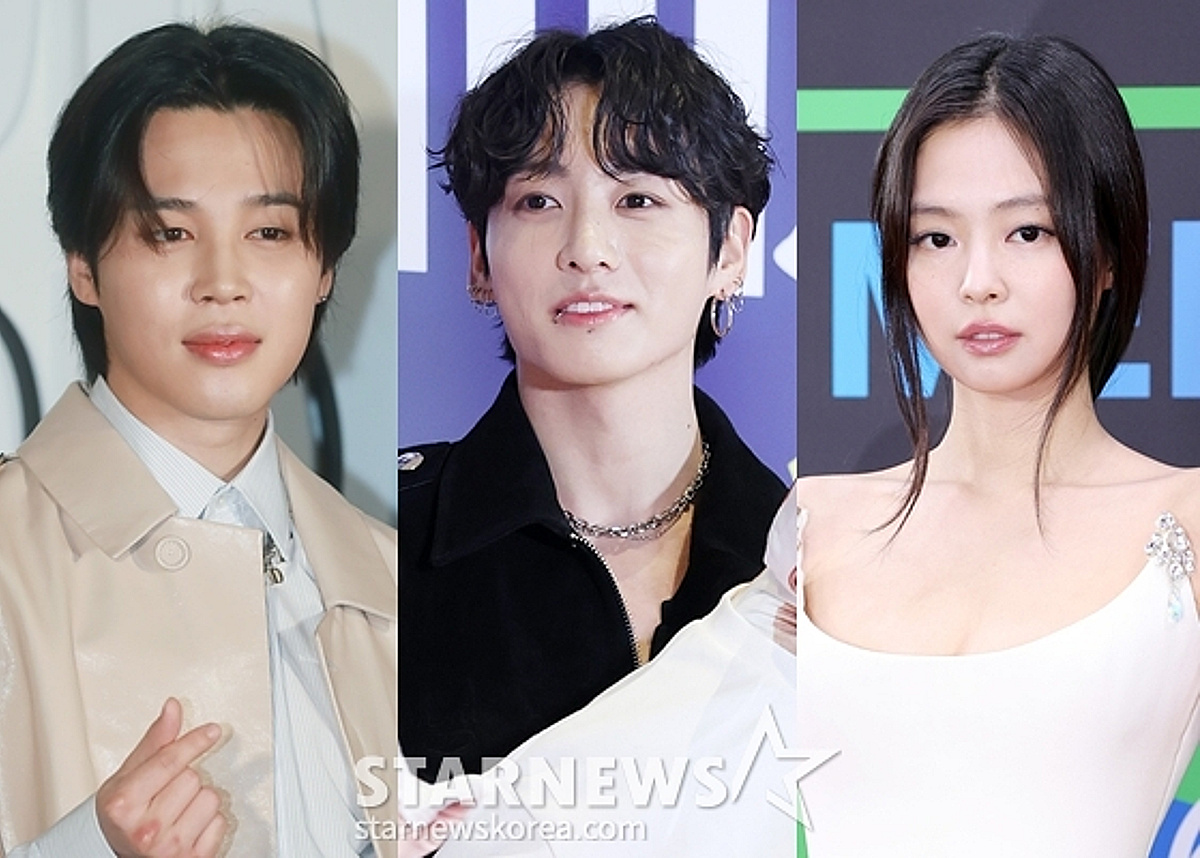 1位 BTSのジミン、2位 BTSのジョングク、3位 BLACKPINKのジェニー