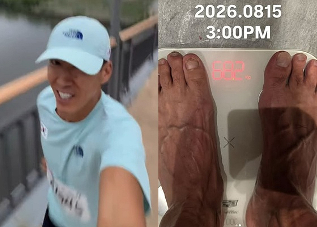 '하영과 다르네' 션, 발톱 빠진 채 '광복절 81.5km 러닝'..5kg 체중 차이까지 [스타이슈]
