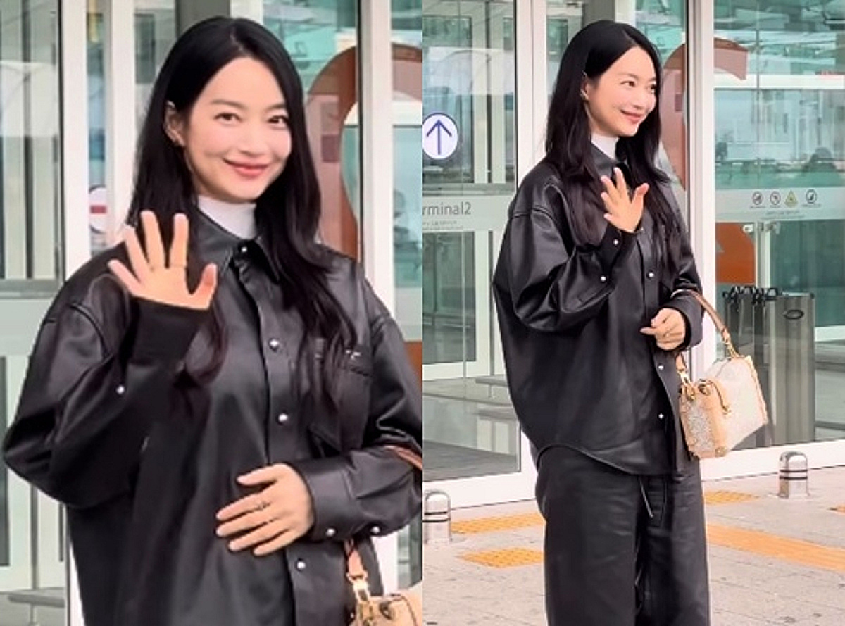 '김우빈♥' 신민아, 한여름 가죽 재킷 입고 출국..계절 앞선 패션 [스타이슈]