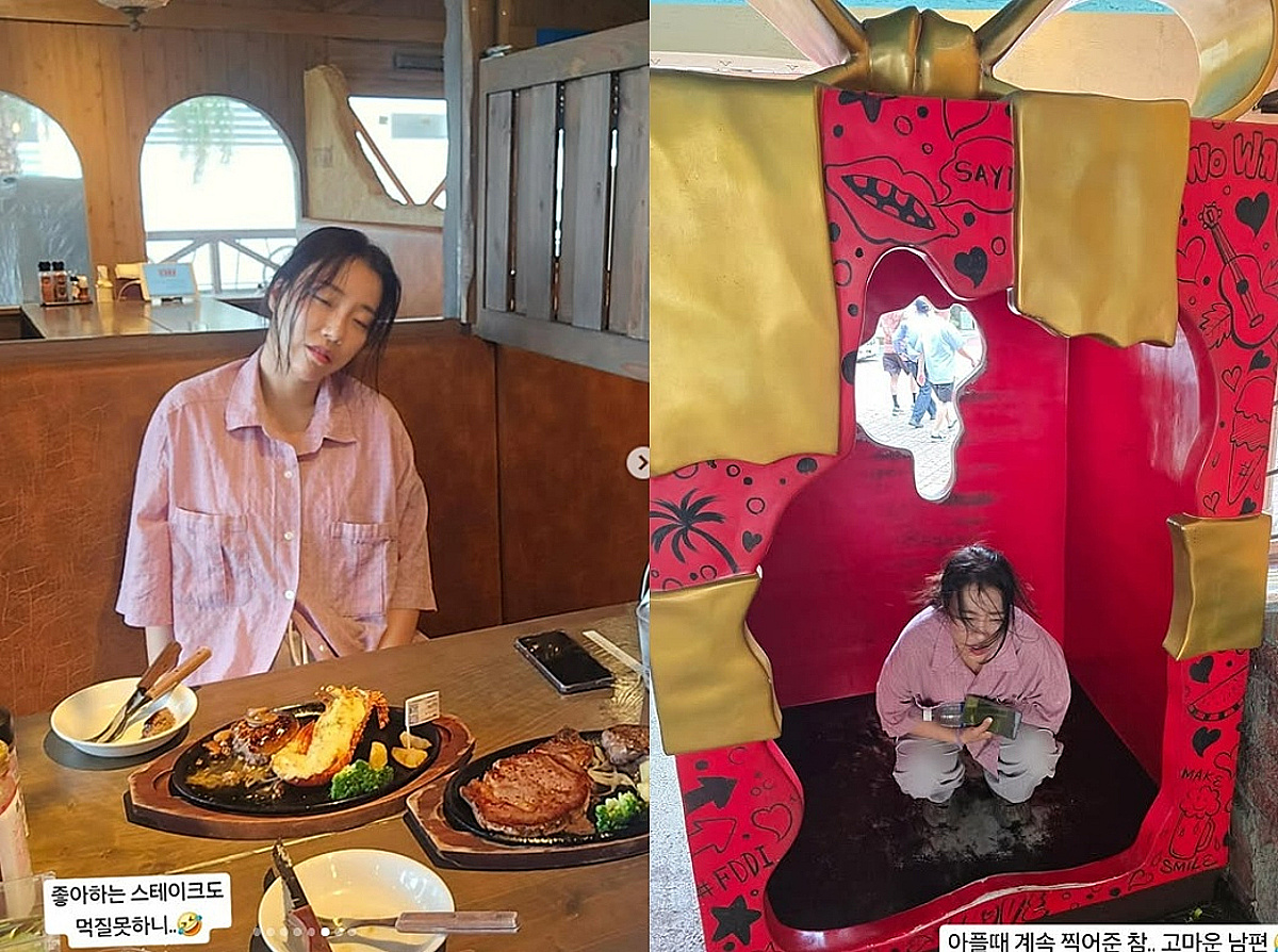 신혼여행 사진이 왜 이래? '새신부' 박은영 "약으로 버텨..태풍에 물갈이" [스타이슈]