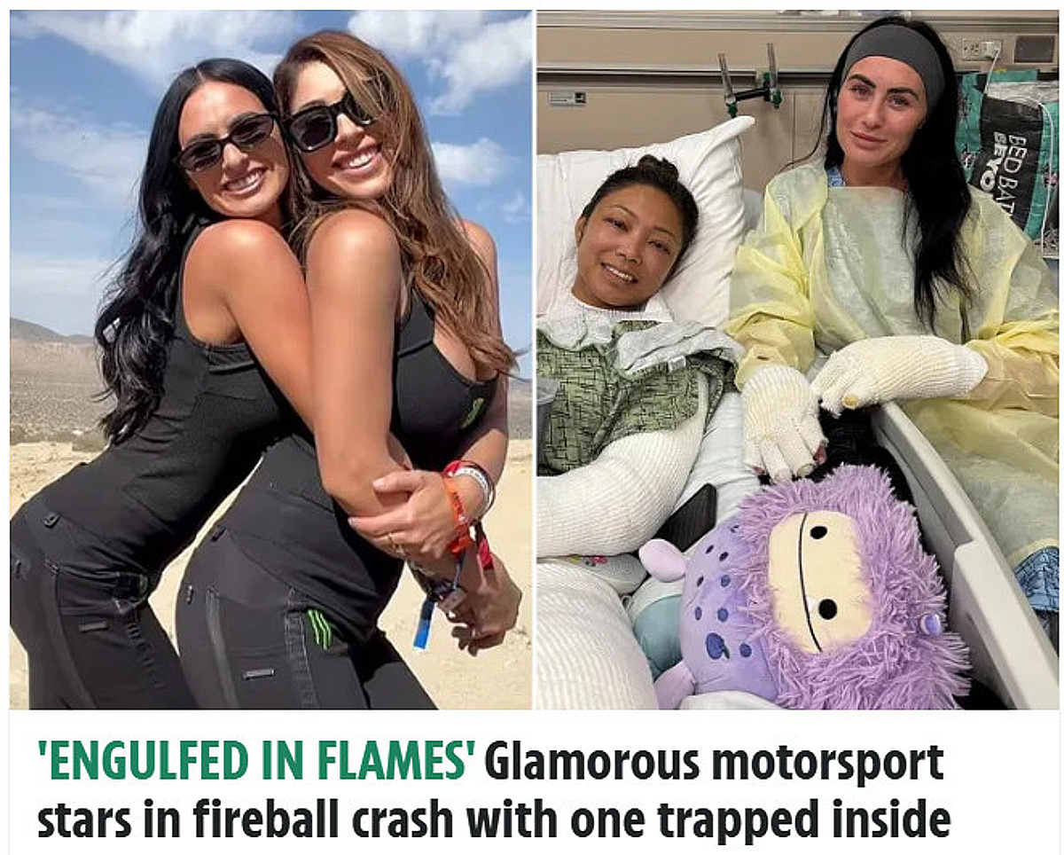 '충격' 불타는 트럭 안 "안전벨트 안 풀려" 비명... 화염 뚫고 '친구 구한' 미모의 레이싱 모델