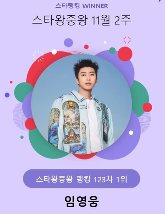 흔들림 없는 왕좌..임영웅, 123주 연속 스타왕중왕 1위