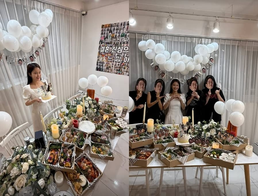 김지민, '♥가짜 김준호 얼굴'도 좋아 덕지덕지 도배..브라이덜 샤워 공개