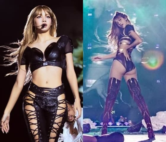 리사, 속옷 착용? 의심되는데..'치골 끝+엉밑살 노출' LA 한정 섹시