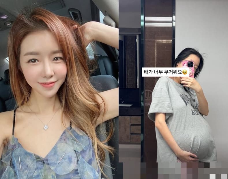 '쌍둥이맘' 김지혜 "배가 너무 무거워요" 터질듯한 D라인 보니