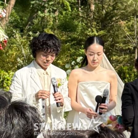 동거 끝 부부 거듭..오존♥'여배우 동생' 전주니, 동화 같은 야외 결혼식 전격 공개 [스타이슈]
