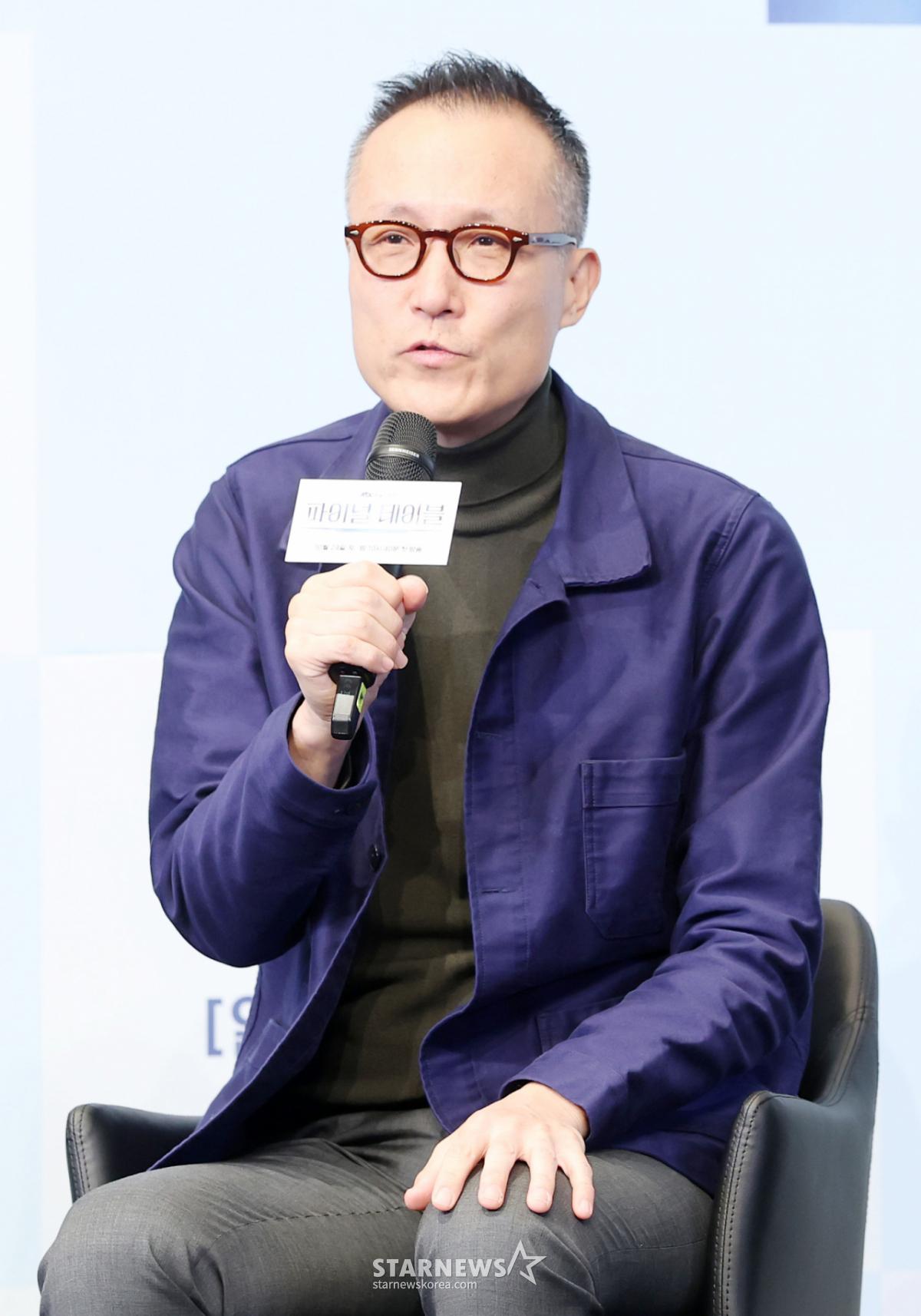 김도훈 감독이 22일 서울 구로구 더 링크 호텔에서 진행된 JTBC 토일 드라마 '파이널 테이블' 제작발표회에 참석해 질의응답을 하고 있다./2026.10.22 /사진=김휘선 hwijpg@