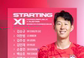 韩国队公布与奥地利队的比赛首发名单,"足足换了8人" 孙兴慜和李康仁首发,维持三后卫位置
