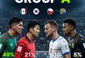 A组"一强两中一弱"的评价，韩国队获得小组第一的概率是21%，与捷克队持平