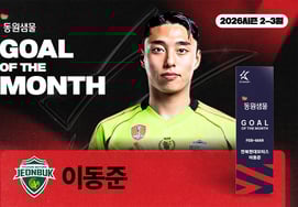 「バリシュートでネットを切り裂く」イ・ドンジュン、シーズン初の「今月のゴール」栄誉··· 「72％の圧倒的支持」