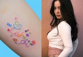 Lee Hi reveals 'dazzling tattoos' on hip and forearm..♥ Dok2 cheers with "Jjaang" [Star Issue]