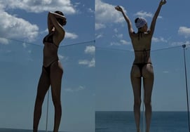Nana, 'Bikini một tay' ở hồ bơi.171cm thon thả thật khác người