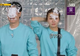 'Running Man': Ahn Jae-hyun y Kang So-ra, imágenes desastrosas ante la bomba de crema batida sin piedad [★BamTView]