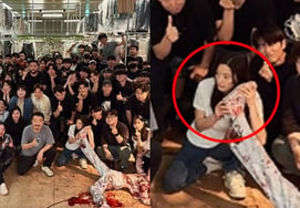 Jeon Ji-hyun is indeed Cheon Song-yi.. Covered in blood, she grabs the 'Zombie Foot' and says 'Hello?' [Star Issue]