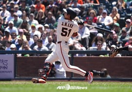 'I broke the hitless streak, but the batted balls aren't rising.' Lee Jung-hoo drops to third in NL batting average despite a lucky RBI... ATL Kim Ha-seong reaches on a walk [SF Review]