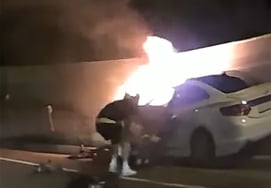 Gwangju FC players jump into a vehicle engulfed in flames, rescuing the driver and extinguishing the fire — 'courageous act' sparks discussion