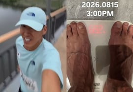 'ハヨンと違うね' ション、爪が抜けたまま '光復節81.5kmランニング'..体重差5kgまで [スター・イシュー]