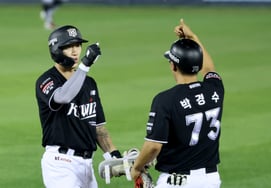 [Photo] 'Sweeping double with bases loaded in the top of the 7th' pinch hitter Kim Min-hyeok