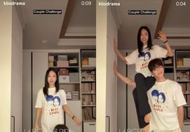 Seo Kang-jun and Ahn Eun-jin take on the 'Sweet Couple Challenge'.. lifting her onto his shoulders with a beaming smile