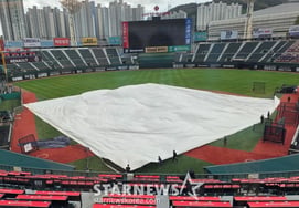 'Tarp Laid Again': Despite Rain, Lotte Trains; Aims to Break Three-Game Losing Streak Against LG with Kim Jin-wook (ERA 2.37) [Busan Field]