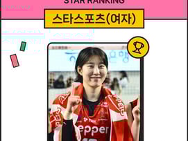 '여자배구' 박정아 무려 9주 연속 1위... 윤이나 5위 진입
