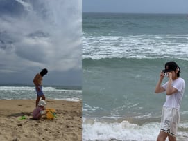"벅차" 윤승아♥김무열, 가족 여행 근황..子 육아 중 빛난 피지컬