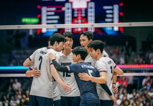 A thrilling comeback drama: South Korea's men's volleyball team secures a 3-2 comeback victory over Australia to win the right to compete in the World Cup... finishing third at the Asian Championship.