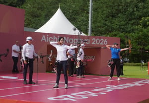 'Live Match Check for 15-Year-Old National Team Member': Korean Compound Archery Trains with World-Class Athletes Ahead of AG