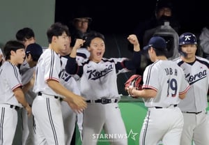 [Photo] 'Cheer for Jo Byung-hyun's 7th-inning performance' Kim Geon-hee cheers