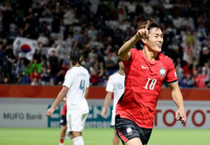 [Photo] "Is Vietnam really our Round of 16 opponent?" Kim Myeong-jun scores his second goal against Saudi Arabia