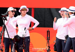 [フォト] 「台湾を破り銅メダル」コンパウンド女子団体 カン・ヨンソ、パク・ジョンユン、パク・イェリン