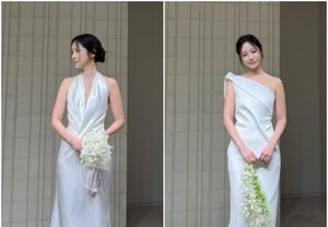 Kim So-ri, the woman who captivated Song Ji-ho in "Love Next Door," reveals her elegance in a flood of wedding dress fitting photos