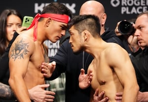 握手した途端に「頭突き寸前」のユ・スヨン、敵地で勝負欲爆発! UFC会長も引き止めた