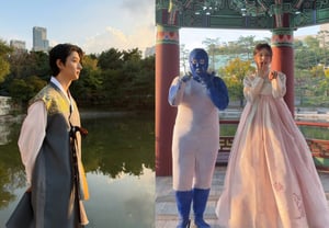 Kim Jae-won và Jimin của izna khoe trang phục hanbok tại Bảo tàng Quốc gia Trung ương...vẻ đẹp trai gái