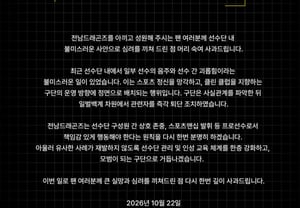 "Player drinking and bullying among players occurred; those involved immediately expelled," Jeonnam club issues official apology