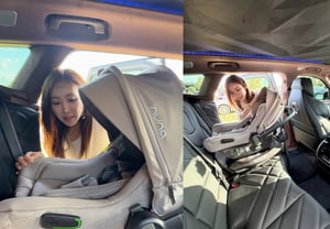 Ha Dan-gam, de 47 años, instala una silla de auto en un lujoso automóvil importado por su hijo recién nacido: "Llena de emoción"