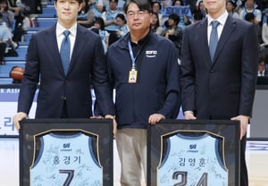 [Ảnh] Hong Kyung-gi và Kim Young-hoon 'Xúc động trước khung ảnh áo đấu'