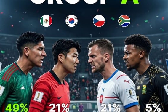 Đánh giá 'Vòng 1, 2, 3, 1' của nhóm A thuộc về Hàn Quốc. Xác suất giành vị trí số 1 của nhóm Hàn Quốc là 21% 'Đồng hạng với Cộng hòa Séc'