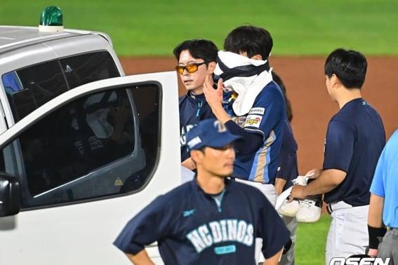 Even the pitcher who hit him and the spectators were shocked... 'Hard line drive struck face directly' NC Lim Ji-min rushed to hospital