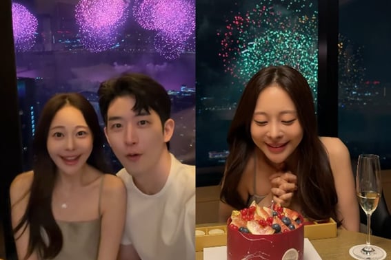 'Vista del espectáculo de fuegos artificiales' causa admiración.. Aori celebra su cumpleaños junto a su novio, un médico tradicional coreano [Star Issue]