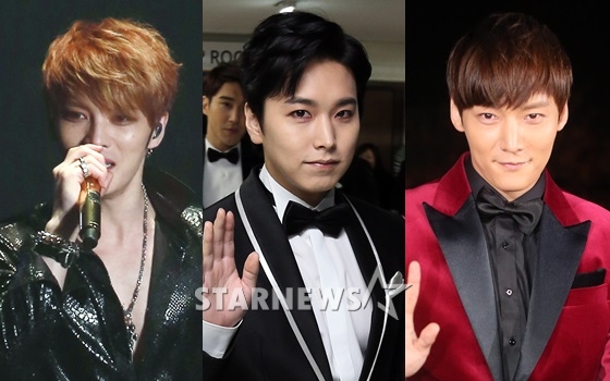 JYJ 김재중, 슈퍼주니어 성민, 배우 최진혁(왼쪽부터) /사진=스타뉴스
