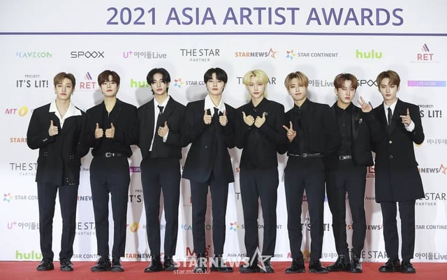 그룹 스트레이 키즈가 2일 오후 서울 강서구 등촌동 KBS 아레나에서 열린 2021 Asia Artist Awards (2021 아시아 아티스트 어워즈, 2021 AAA) 레드카펫에서 포즈를 취하고 있다. 스타뉴스가 주최하고 AAA 조직위원회가 주관하는 AAA는 어디에서도 보지 못했던 새로운 무대를 선보이며 전 세계 팬들의 눈과 귀를 사로잡아 명실상부 NO.1 글로벌 시상식으로 거듭났다. /사진=AAA 기자 star@