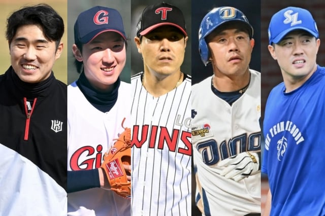 (왼쪽부터) 신본기, 강윤구, 김진성, 이명기, 오선진. /사진=OSEN