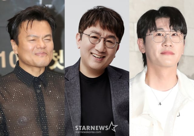 박진영, 방시혁, 영탁 /사진=스타뉴스