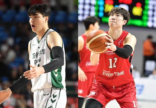 김종규와 정효근(왼쪽부터). /사진=KBL 제공