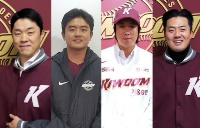 2025시즌을 앞두고 키움이 영입한 방출생 4인. 왼쪽부터 장필준, 강진성, 김동엽, 오선진. /사진=키움 히어로즈 제공