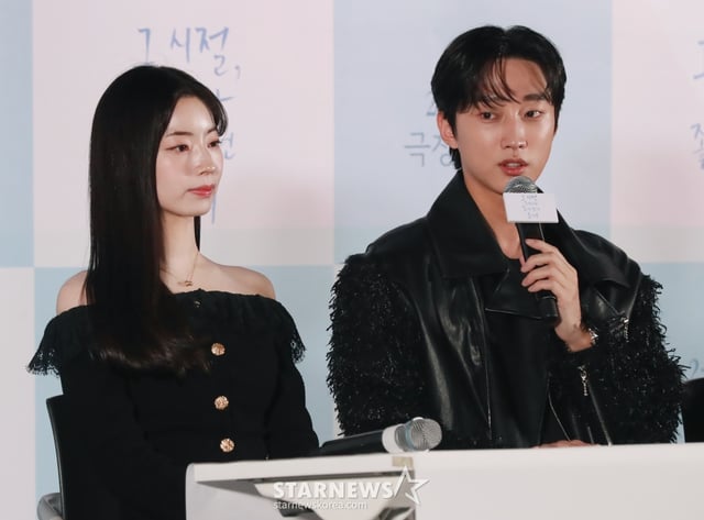 배우 진영, 다현이 19일 오후 서울 CGV용산아이파크몰에서 진행된 영화 '그 시절, 우리가 좋아했던 소녀'(감독 조영명) 언론배급시사회 및 기자간담회에 참석해 질문에 답하고 있다.   선아(다현)’에게 고백하기까지 수많은 날을 보낸 철없었던 ‘진우(진영)’의 열여덟 첫사랑 스토리 '그 시절, 우리가 좋아했던 소녀'는 오는 21일 개봉한다. /2025.02.19 /사진=이동훈 photoguy@